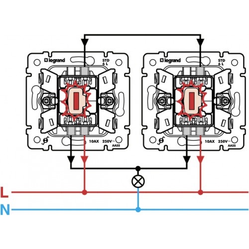 Двухклавишный выключатель legrand схема подключения